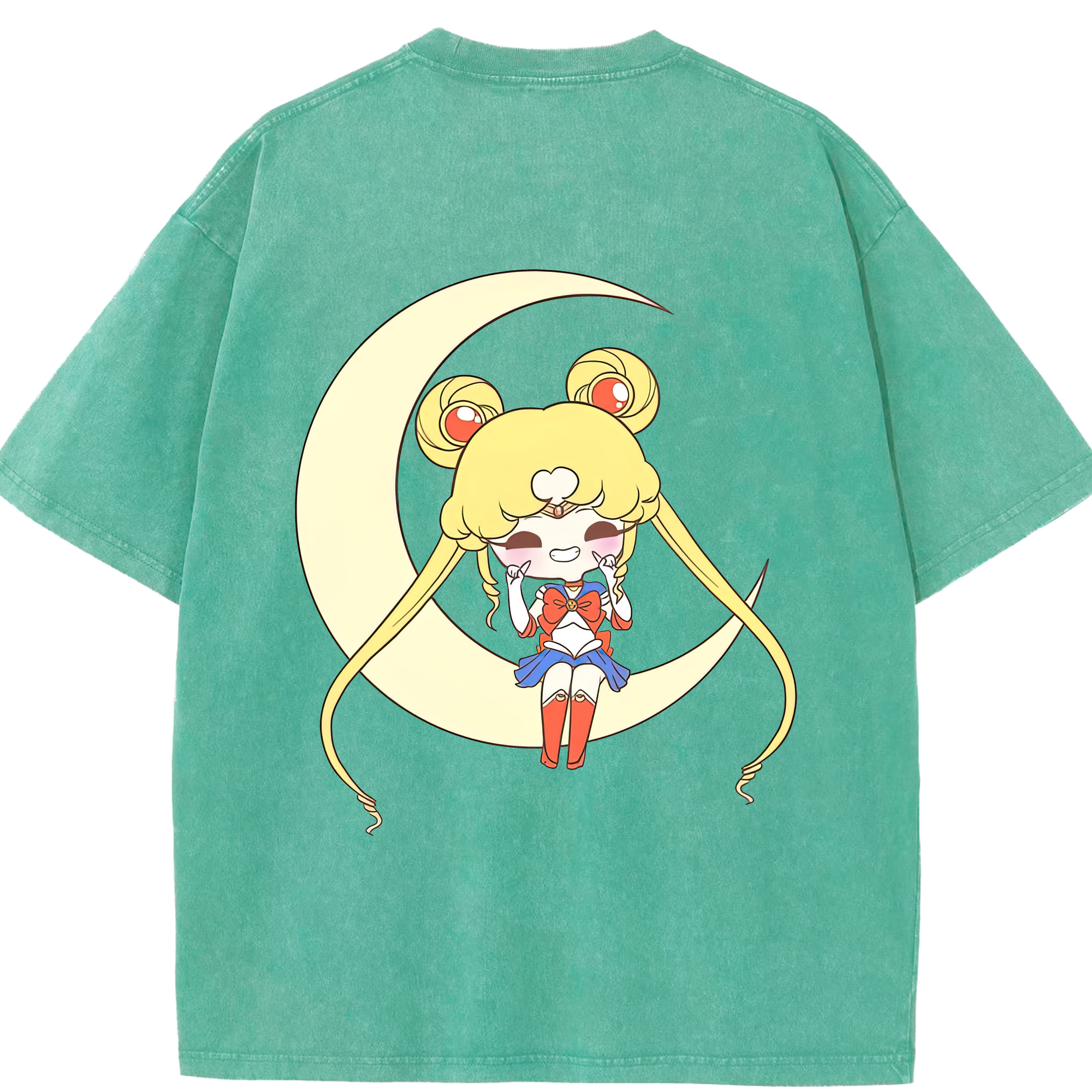 （画像用） 美少女戦士セーラームーン 月野 うさぎ つきの うさぎ Sailor Moon Tsukino Usagi 綿100% ヴィンテージ風 半袖Tシャツ（背面プリント）